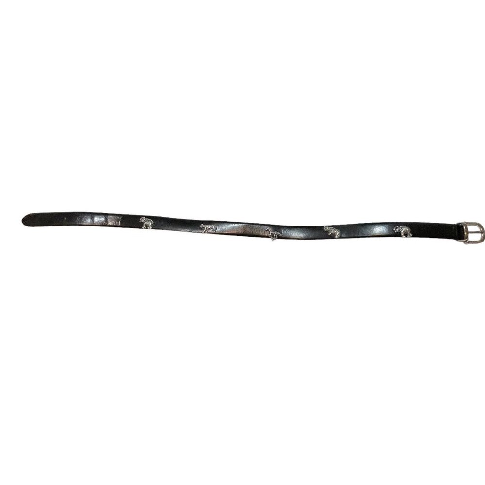 Amiee Lynn Sz M Black Leather Belt Concho Safari Animals Elephant Rhino Zebra